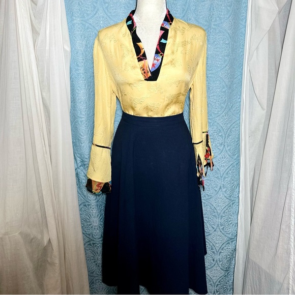 Vintage What if…..? Embossed Silk Blouse #S2 - Picture 6 of 9